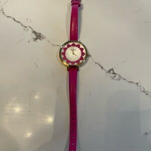 Kate Spade New York Pink Heart Dial Leather Watch